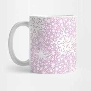 Sparkle Snowflake Pattern Design in Pastel Pink Background Mug